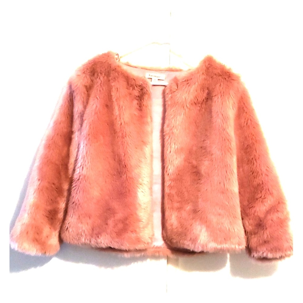 Plush pink faux fur jacket